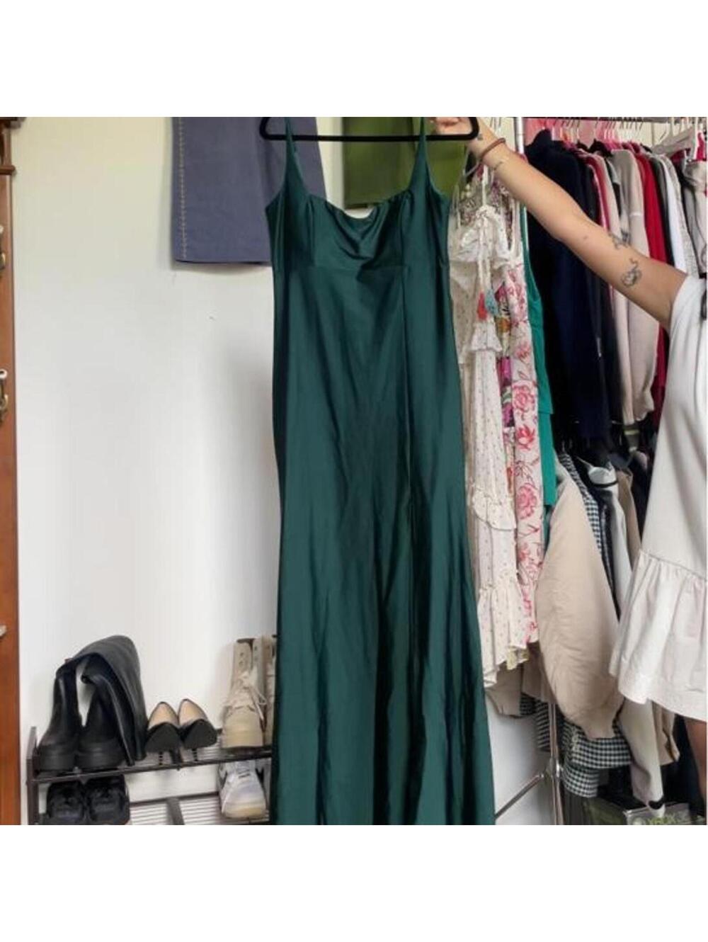 jump apparels vintage 90s Emerald green maxi dress size 9/10